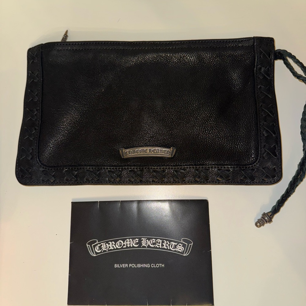 Chrome Hearts Black Leather Pouch